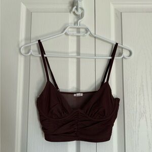 Brown Ruched Crop Top